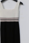 SWAYING/KNIT seamless contrasting color square collar vest skirt SW23SS2L04 black/white/linen